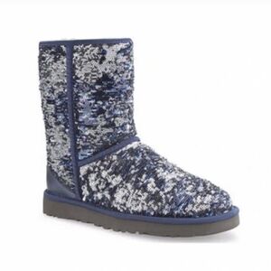 UGG Australia Classic Short Boots Blue Sequin Y2K